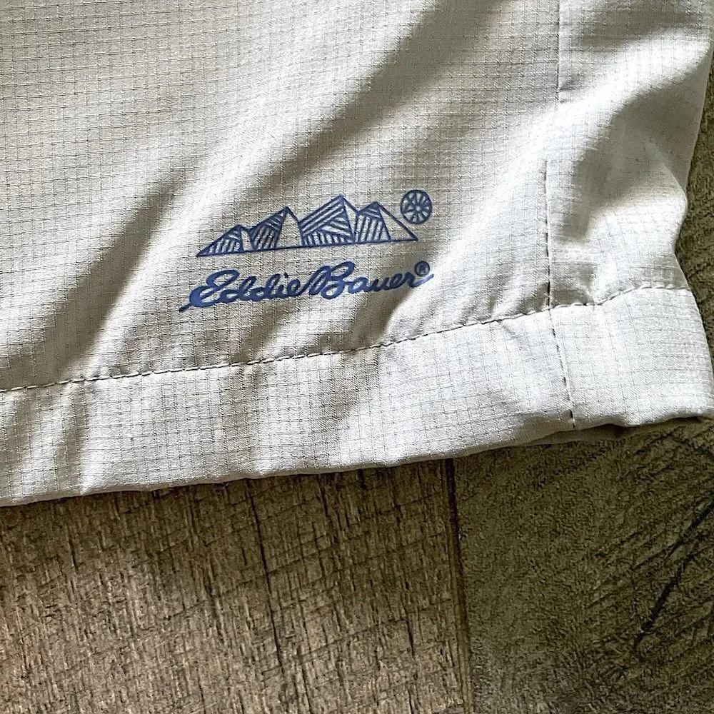 NWOT! Big Boys Eddie Bauer Grey and Blue Swim Trunks. Size Medium 8/10.